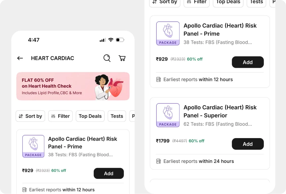 Marketplace B: Heart Cardiac category listing cardiac risk panels