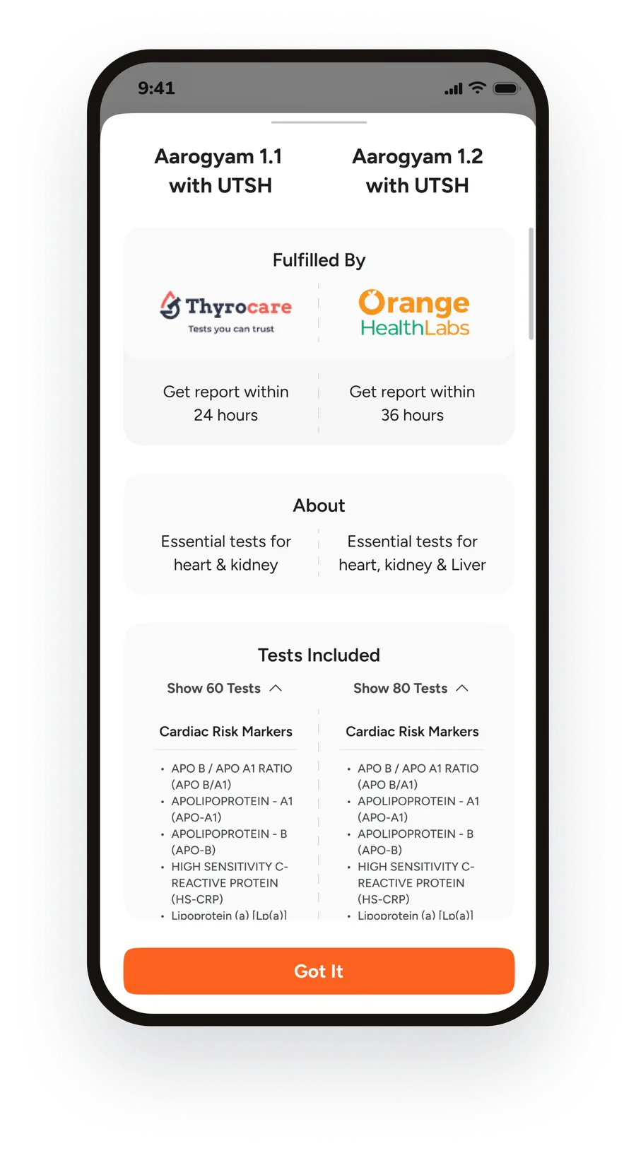 Compare packages side by side